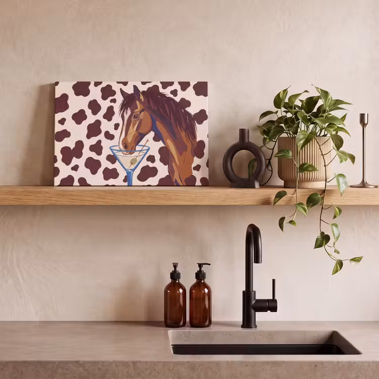 Paard - Martini - Dieren - Abstract - Bruin canvas 2cm klein -sfeer3