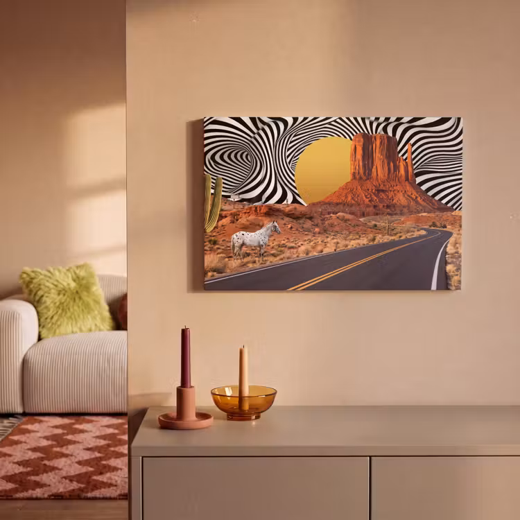 Canvas schilderij - Paard - Woestijn - Natuur - Paard - Woestijn - Natuur canvas 2cm klein