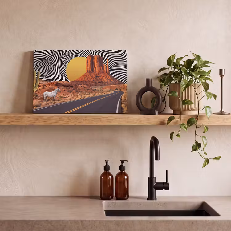 Canvas schilderij - Paard - Woestijn - Natuur - Paard - Woestijn - Natuur canvas 2cm klein