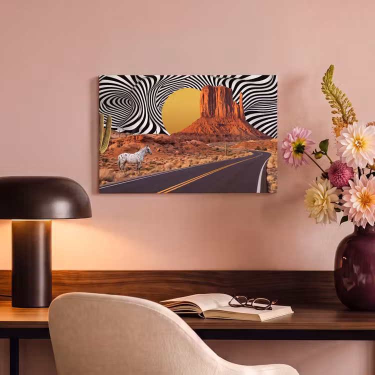 Canvas schilderij - Paard - Woestijn - Natuur - Paard - Woestijn - Natuur canvas 2cm klein