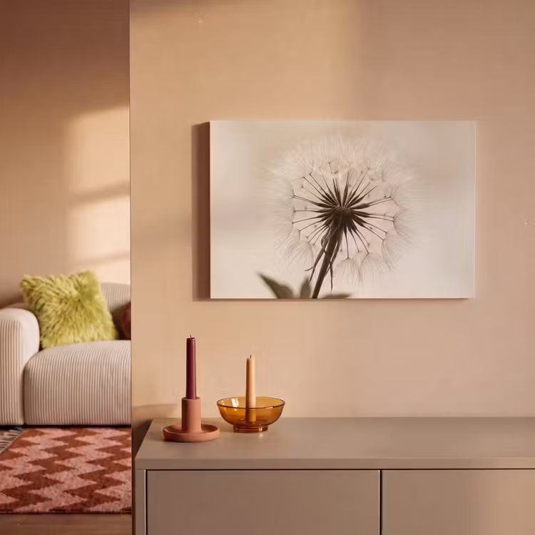 Paardenbloem - Minimalistisch - Wit canvas 2cm klein -sfeer1