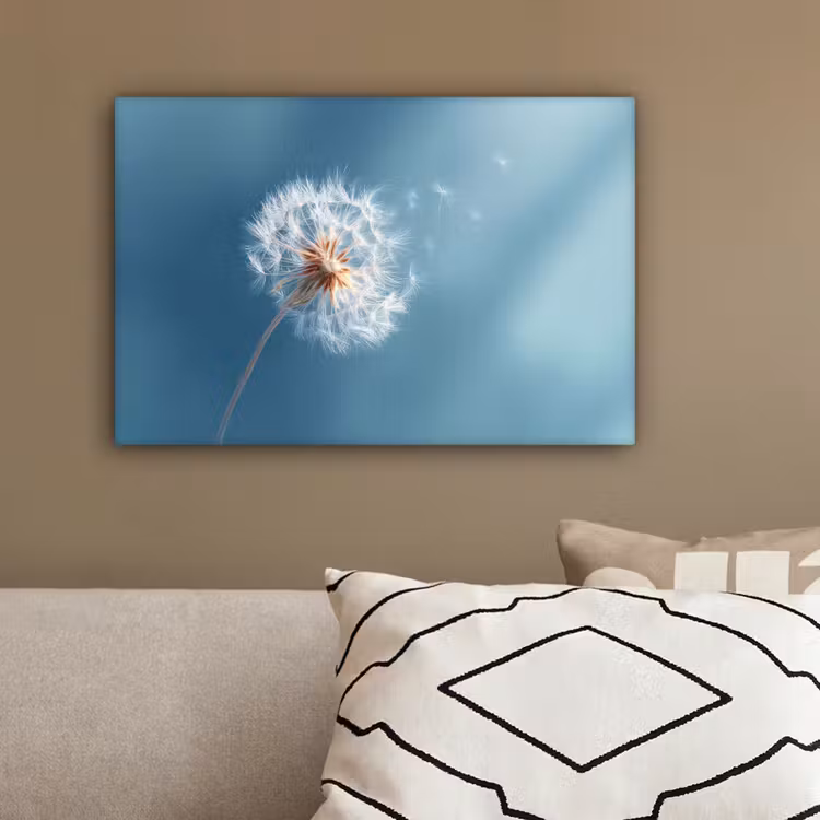 Paardenbloem - Wind - Blauw canvas 2cm klein -sfeer3