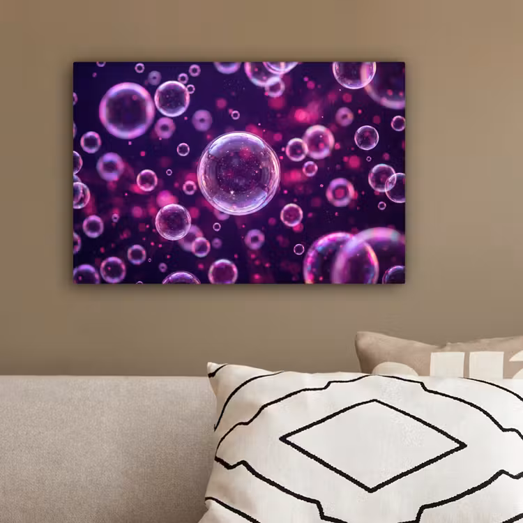 Paars - Bubbels - Schuim canvas 2cm klein -sfeer3