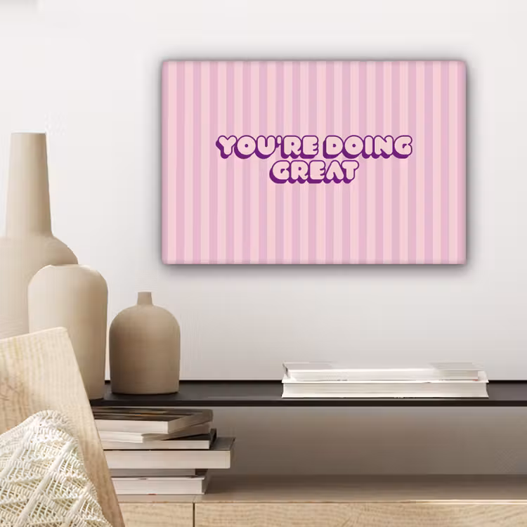 Paars - Strepen - You're doing great - Schaduw canvas 2cm klein -sfeer6