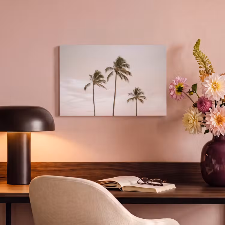 Palmbomen - Zonsondergang - Roze canvas 2cm klein -sfeer4
