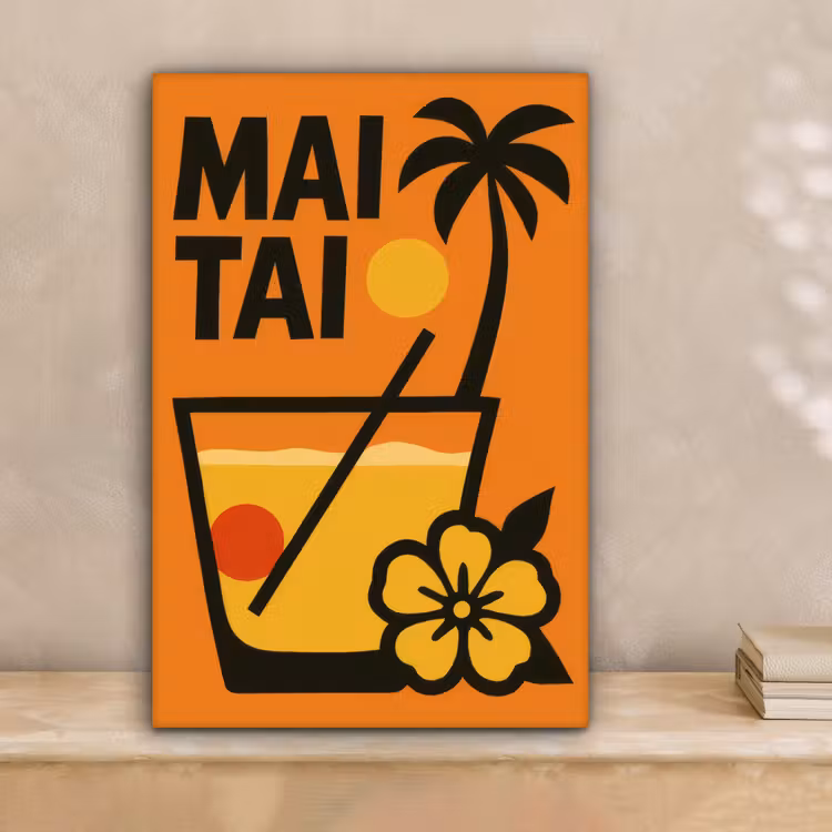 Palmboom - Bloem - Art - Drink canvas 2cm klein -sfeer1