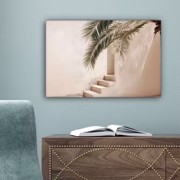 Palmboom - Schaduw - Trap - Beige canvas 2cm klein -sfeer4