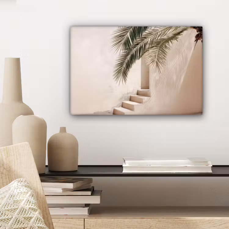 Palmboom - Schaduw - Trap - Beige canvas 2cm klein -sfeer6