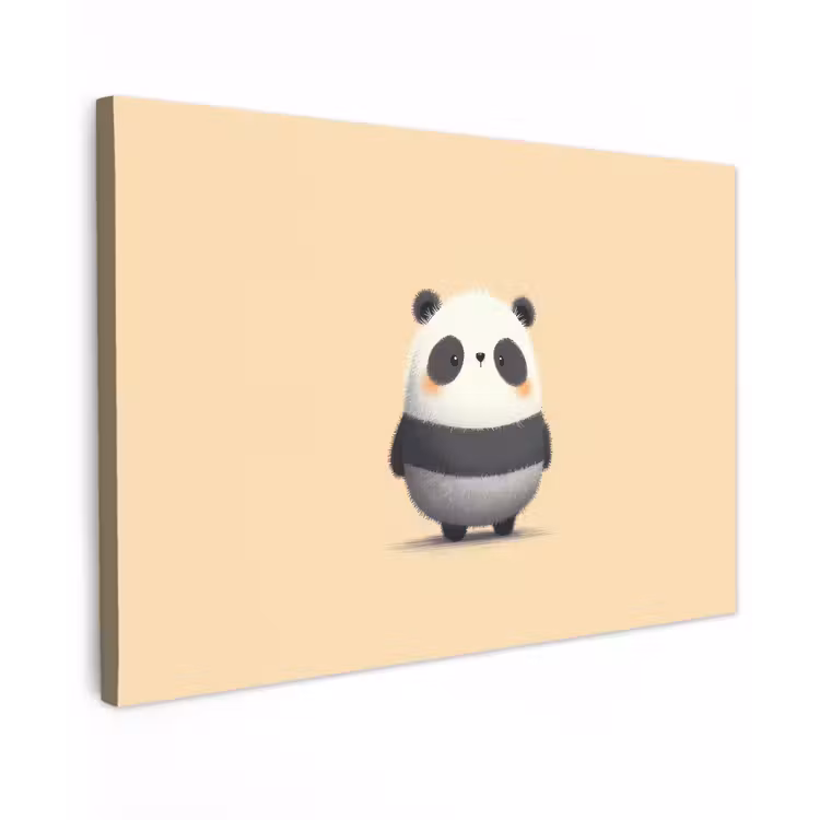 Panda - Beige - Minimalistisch canvas 2cm klein -z3d