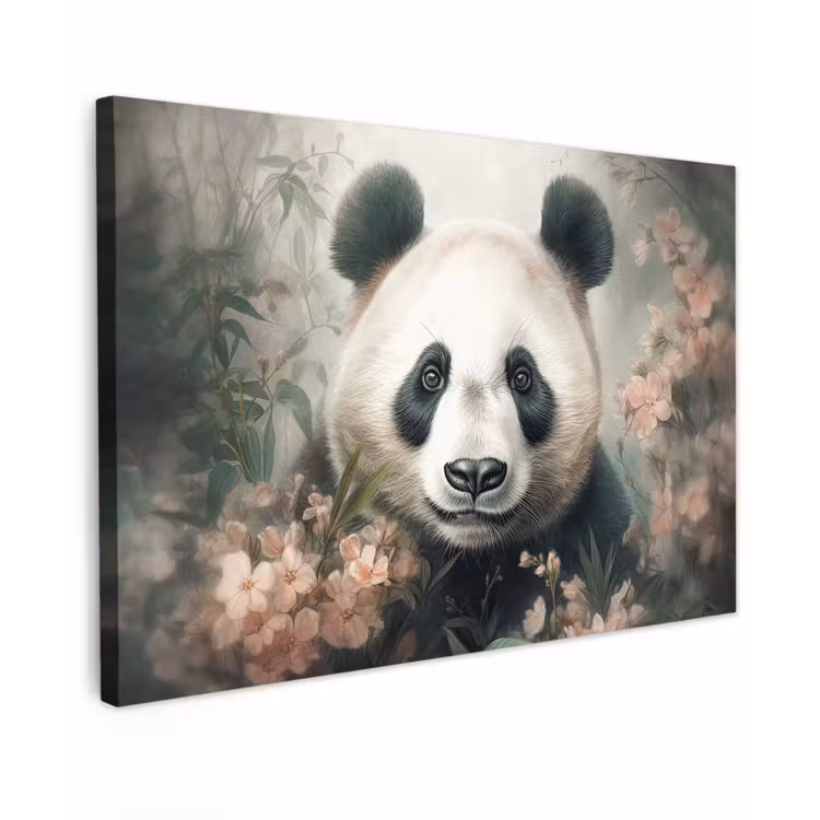 Panda - Dieren - Bloemen - Planten canvas 2cm klein -z3d