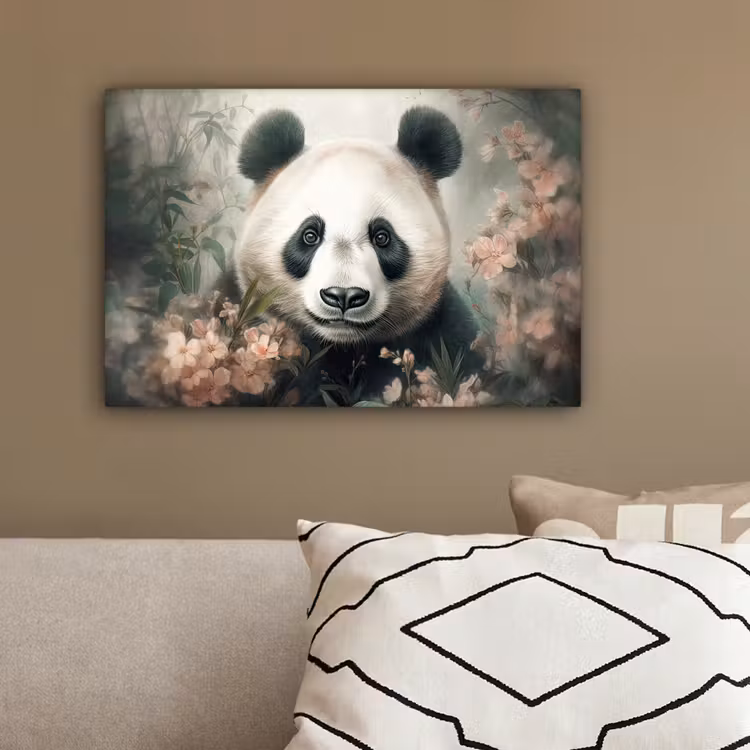 Panda - Dieren - Bloemen - Planten canvas 2cm klein -sfeer3