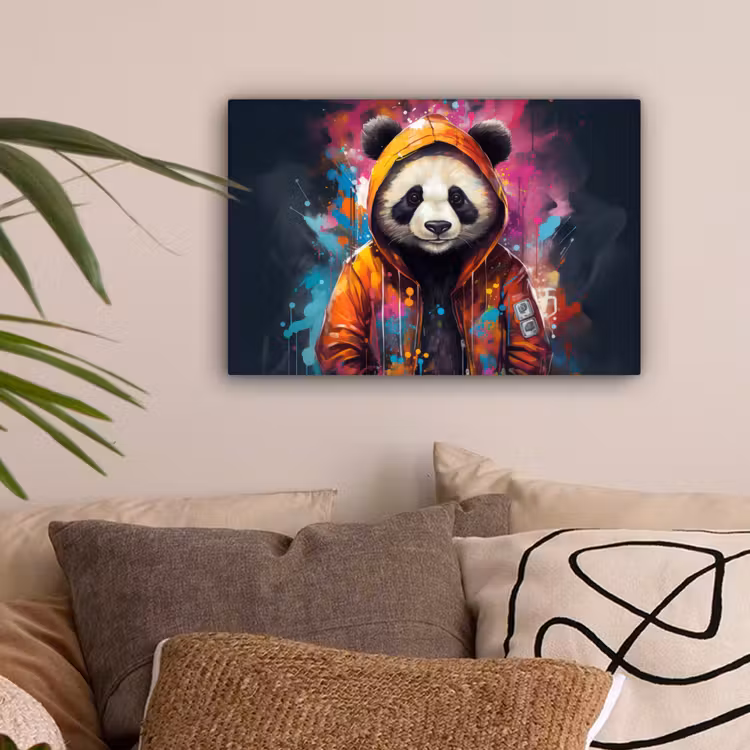 Panda - Jas - Graffiti - Oranje canvas 2cm klein -sfeer1