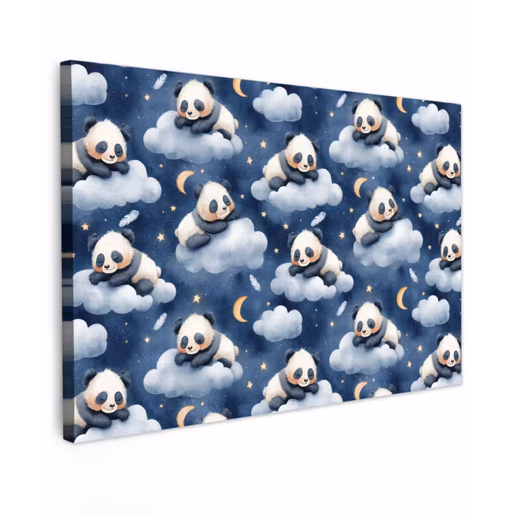 Panda's - Slapen - Blauw canvas 2cm klein 34 -z3d