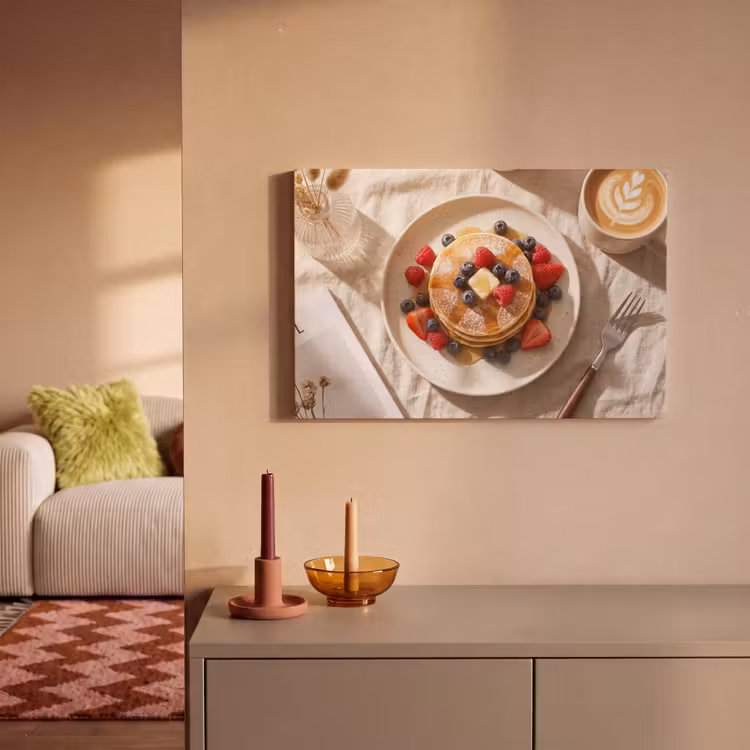 Pannenkoeken - Bessen - Ontbijt - Modern - Beige canvas 2cm klein -sfeer1