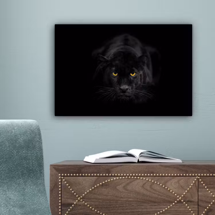 Panter - Dieren - Zwart - Ogen canvas 2cm klein -sfeer4
