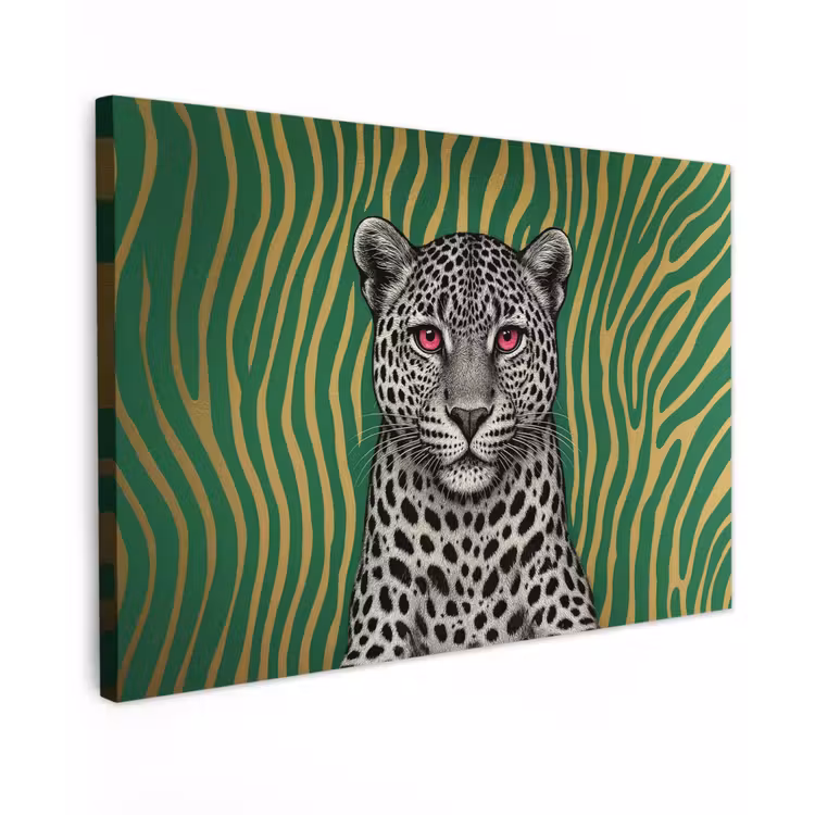 Panter - Zebrapatroon - Groen canvas 2cm klein -z3d