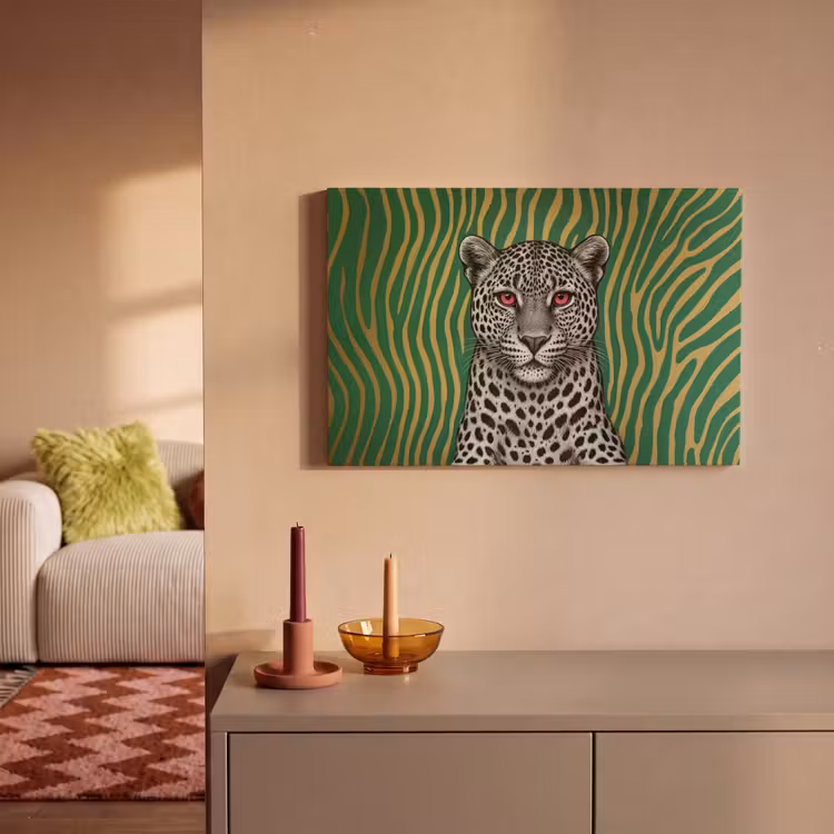 Panter - Zebrapatroon - Groen canvas 2cm klein -sfeer1