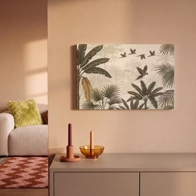 Papagaaien - Jungle - Tropisch - Green canvas 2cm klein -sfeer1