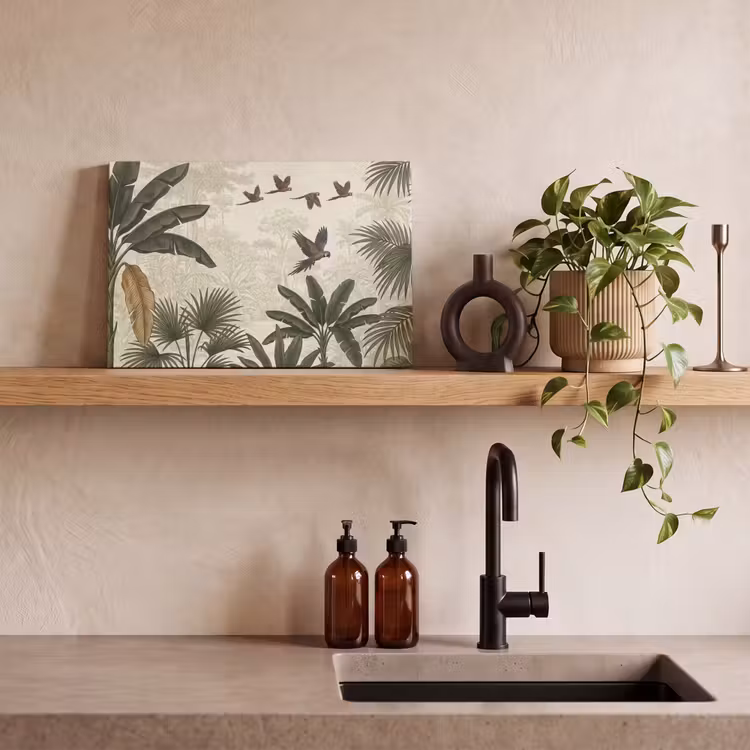 Papagaaien - Jungle - Tropisch - Green canvas 2cm klein -sfeer3