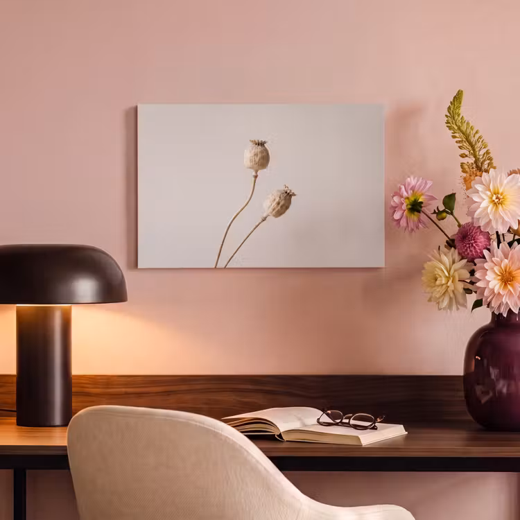 Papaverbollen - Droogbloemen - Minimalistisch - Beige - Rustig canvas 2cm klein -sfeer4