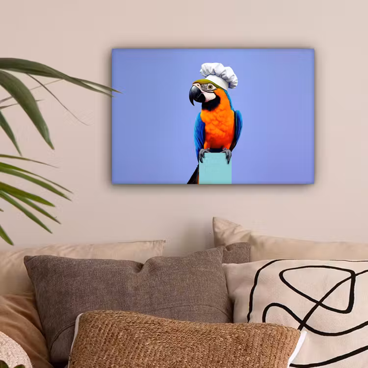 Papegaai - Koksmuts - Vogel - Leuk canvas 2cm klein -sfeer1