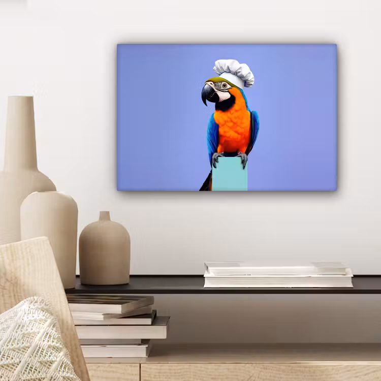Papegaai - Koksmuts - Vogel - Leuk canvas 2cm klein -sfeer6