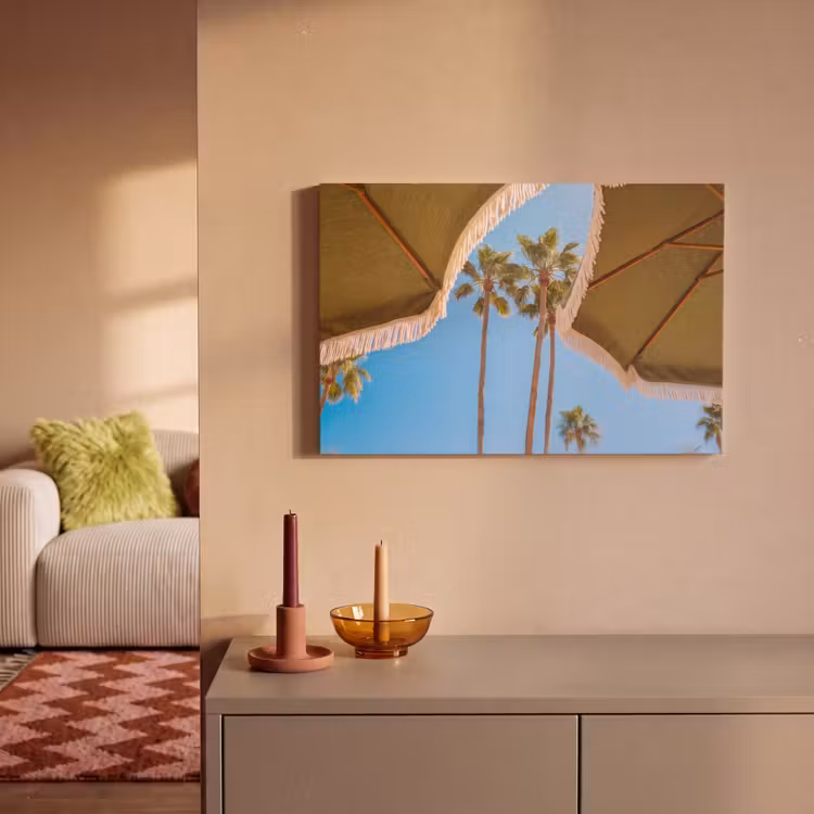 Parasol - Groen - Franjes - Zomer - Tropisch canvas 2cm klein -sfeer1
