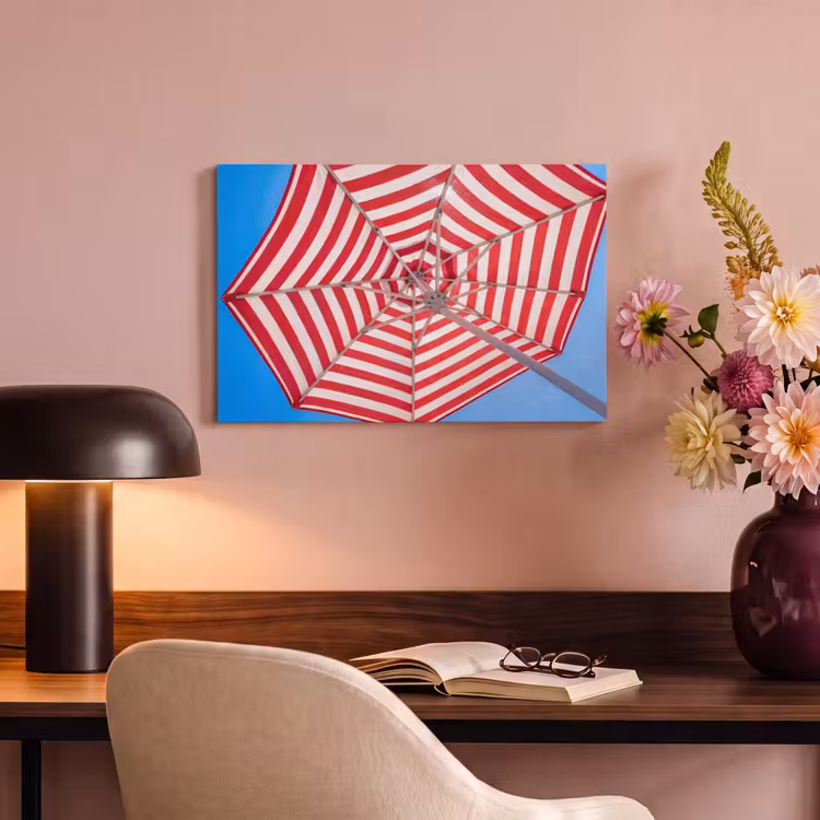 Parasol - Strepen - Zomer - Rood - Blauw canvas 2cm klein -sfeer4