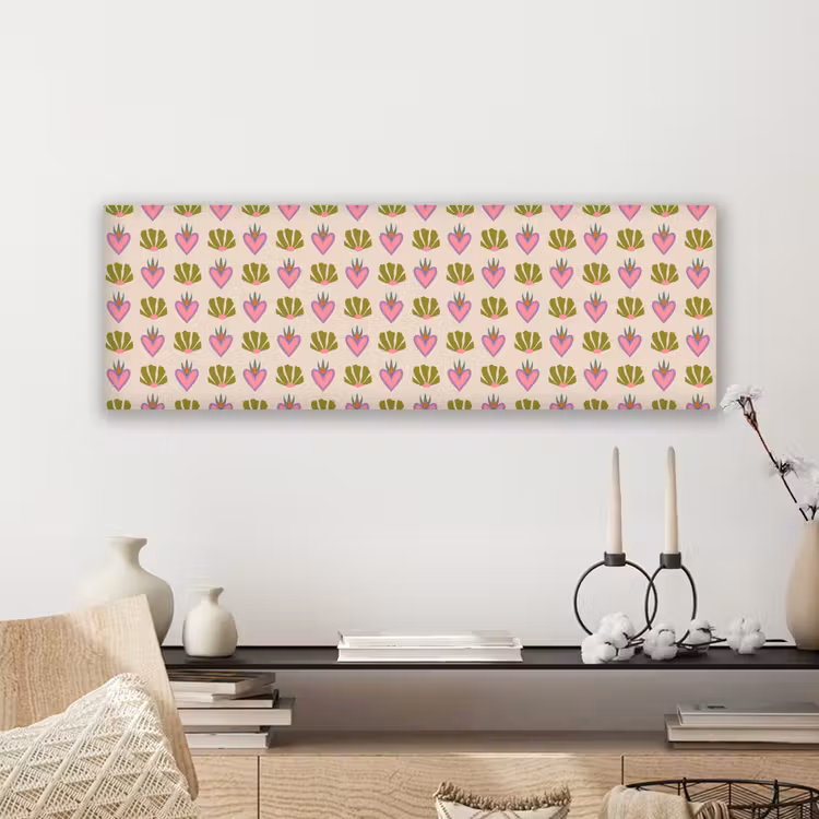 Patroon - Beige - Hartjes - Bloemen canvas 2cm klein 828 -sfeer6