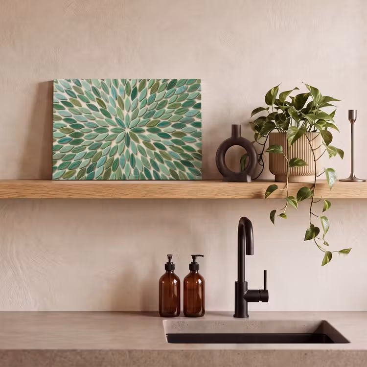 Patroon - Blad - Groen - Abstract canvas 2cm klein -sfeer3