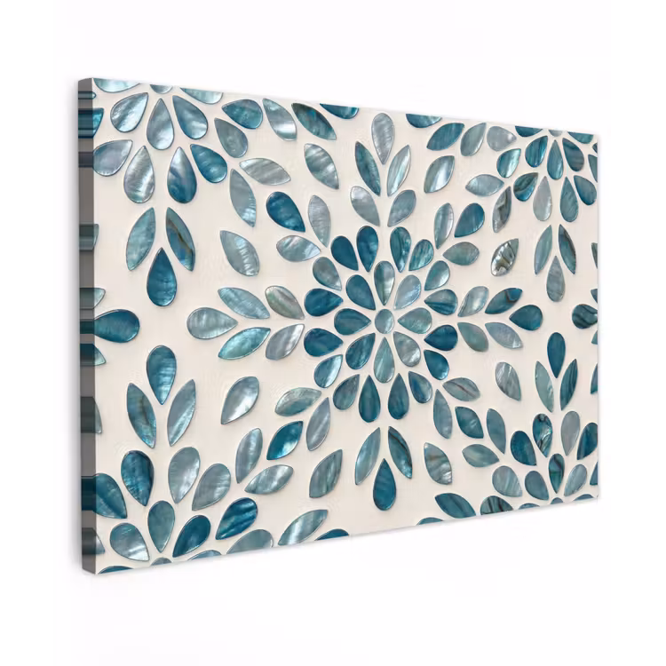 Patroon - Bladeren - Abstract - Modern - Turquoise canvas 2cm klein -z3d