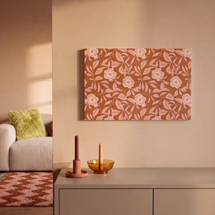 Patroon - Bladeren - Terracotta canvas 2cm klein 34 -sfeer1