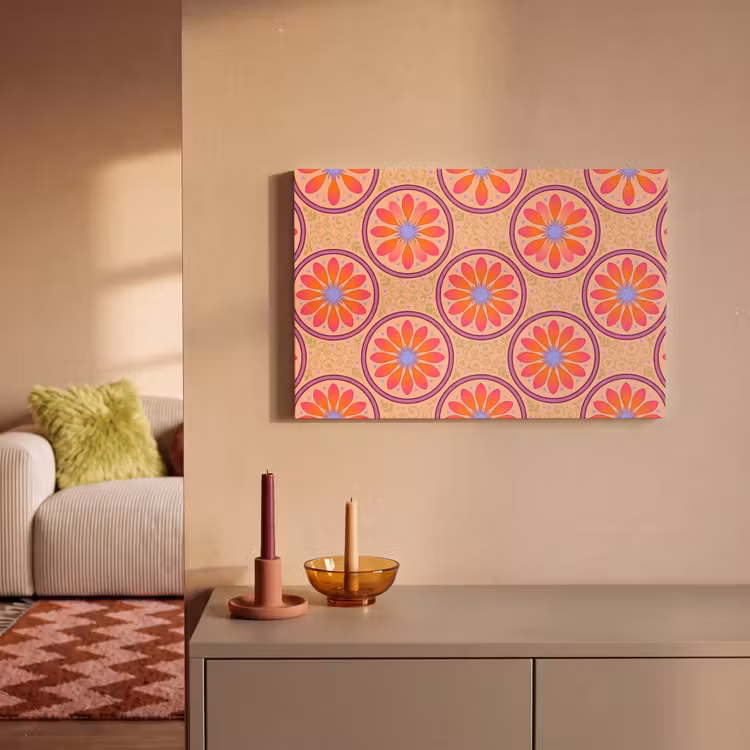 Patroon - Bloemen - Decoratief - Kleurrijk - Modern canvas 2cm klein -sfeer1