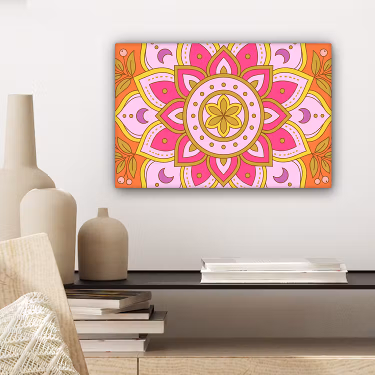Patroon - Bloemmotief - Decoratie - Abstract - Roze canvas 2cm klein -sfeer6