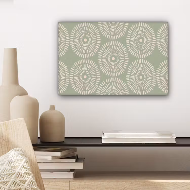 Patroon - Cirkels - Abstract - Modern - Groen canvas 2cm klein -sfeer6