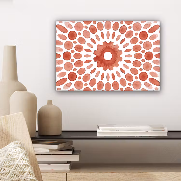 Patroon - Cirkels - Abstract - Modern - Rood canvas 2cm klein -sfeer6