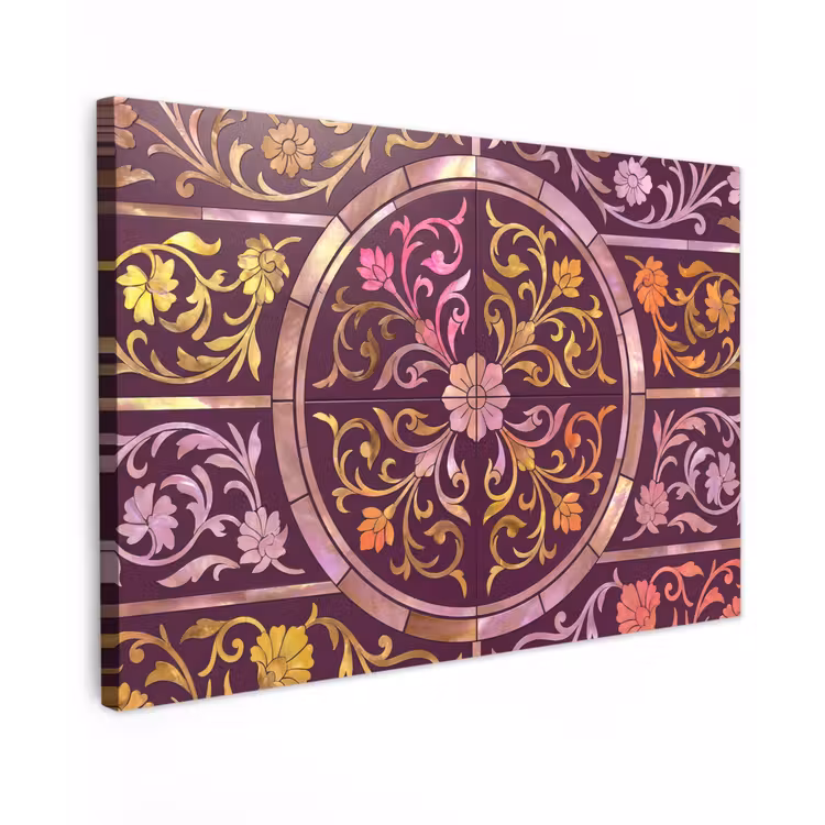 Patroon - Floraal - Oosters - Paars - Goud canvas 2cm klein -z3d