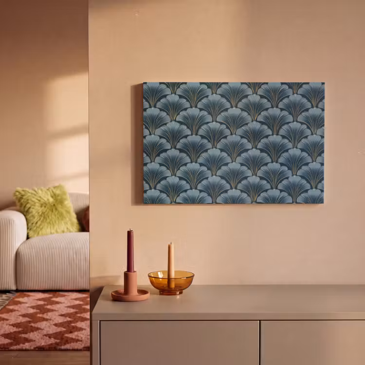 Patroon - Ginkgoblad - Blauw canvas 2cm klein 34 -sfeer1
