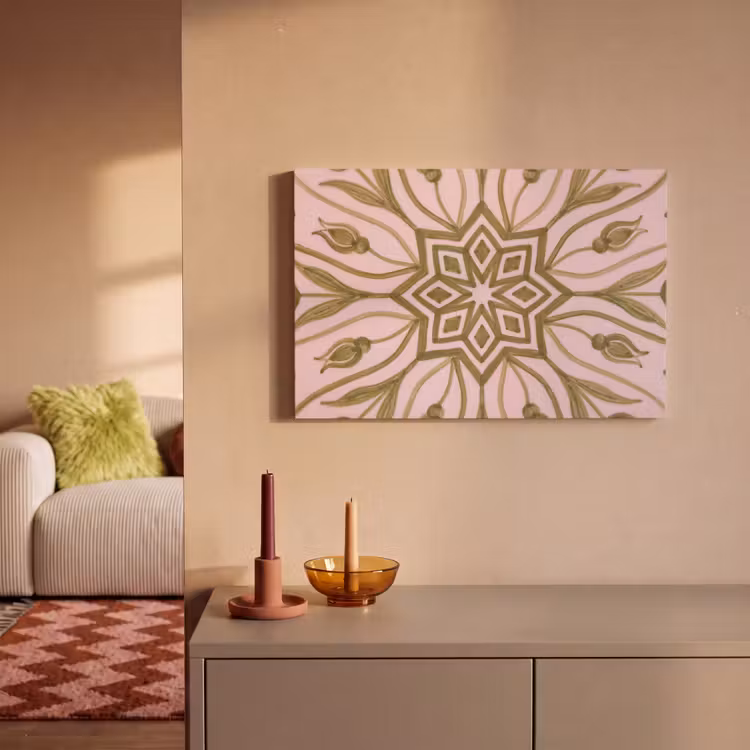 Patroon - Mandala - Decoratie - Abstract - Groen canvas 2cm klein -sfeer1