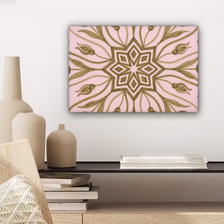 Patroon - Mandala - Decoratie - Abstract - Groen canvas 2cm klein -sfeer6
