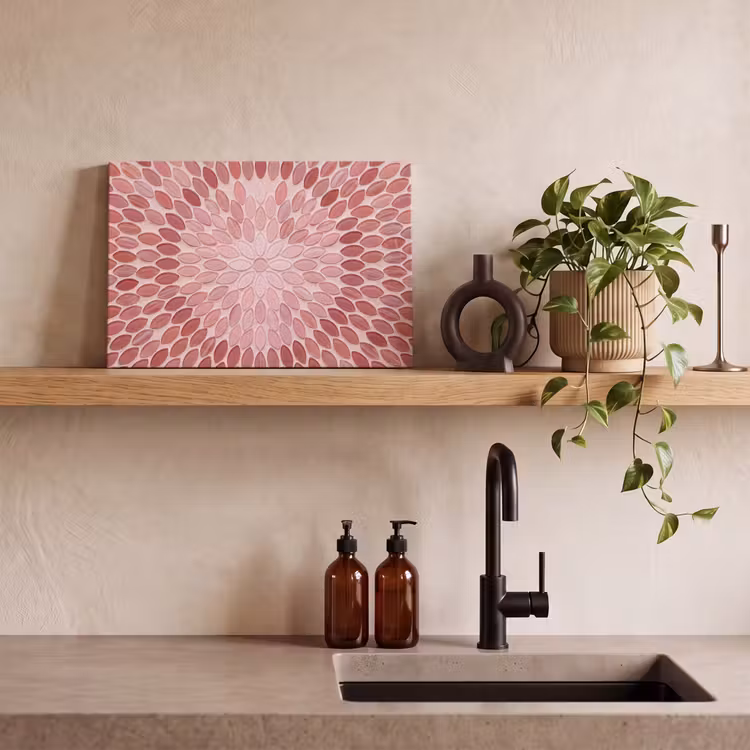 Patroon - Mozaïek - Ovaal - Abstract - Roze canvas 2cm klein -sfeer3