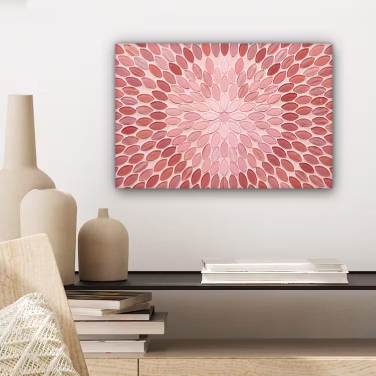 Patroon - Mozaïek - Ovaal - Abstract - Roze canvas 2cm klein -sfeer6