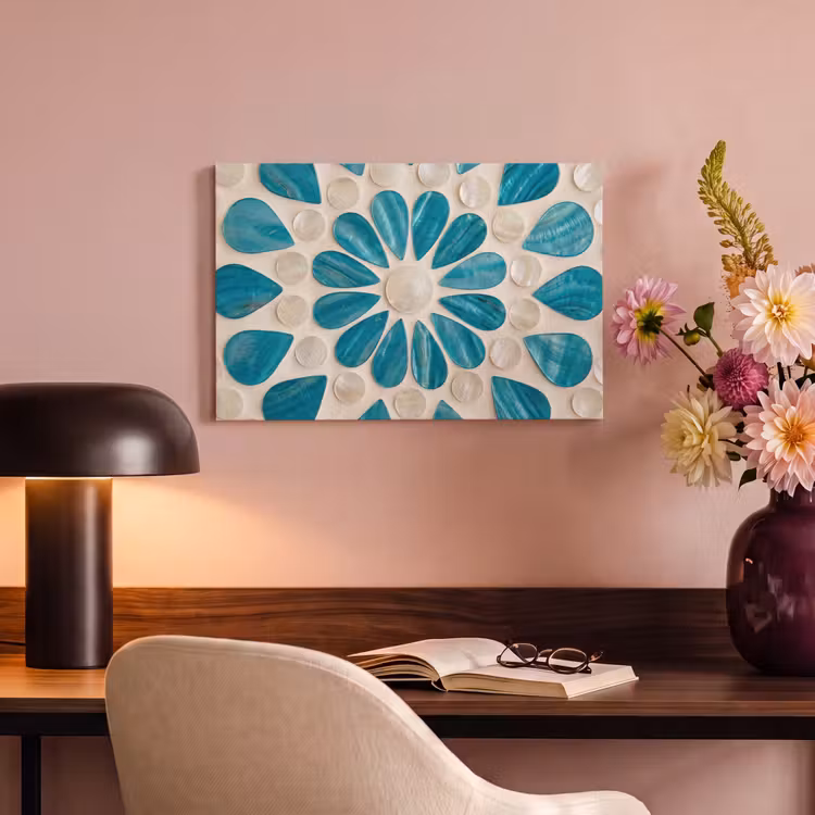 Patroon - Mozaïek - Schelpen - Abstract - Turquoise canvas 2cm klein -sfeer4