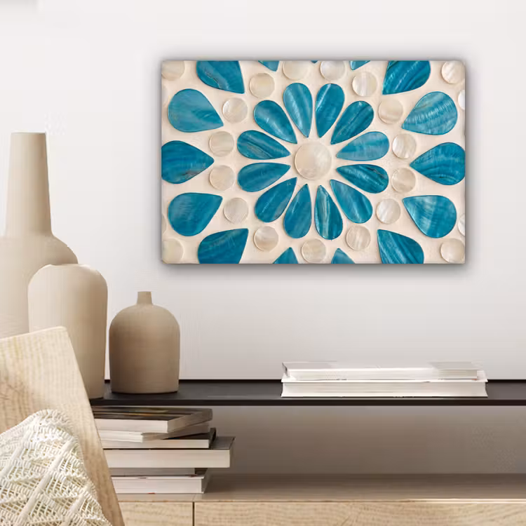 Patroon - Mozaïek - Schelpen - Abstract - Turquoise canvas 2cm klein -sfeer6