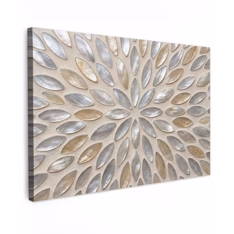 Patroon - Ovaal - Glanzend - Abstract - Beige canvas 2cm klein -z3d