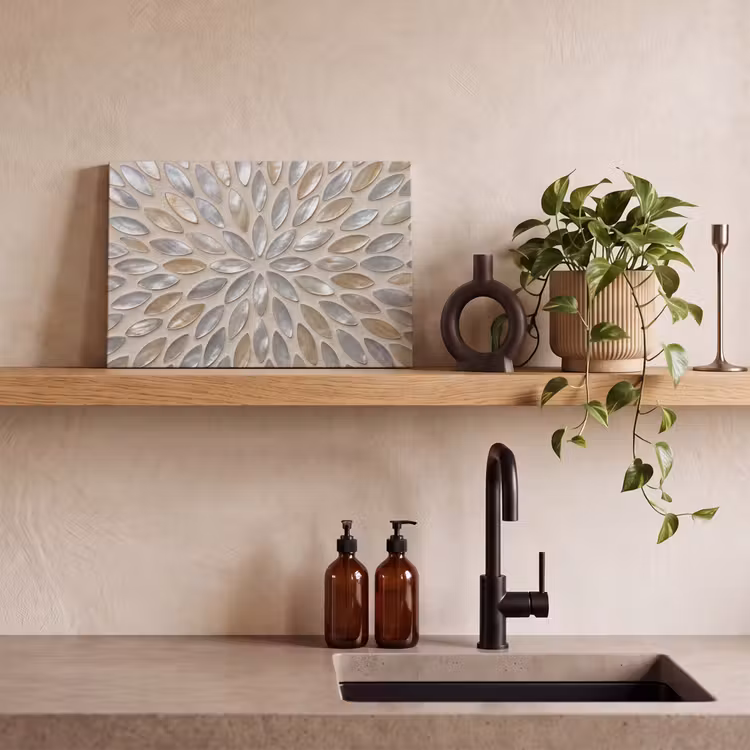 Patroon - Ovaal - Glanzend - Abstract - Beige canvas 2cm klein -sfeer3