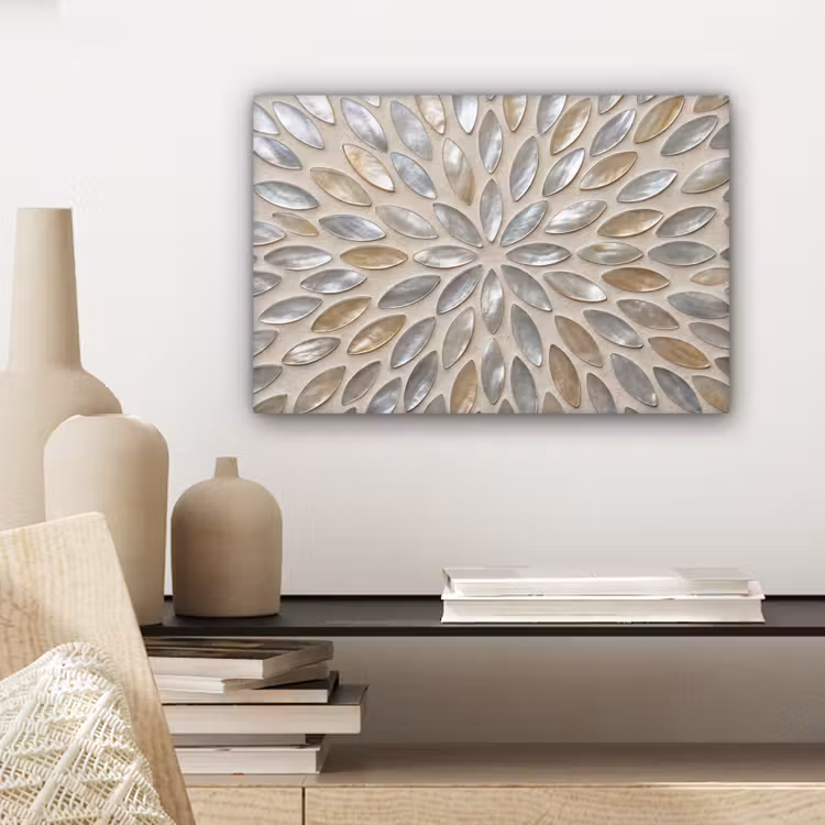 Patroon - Ovaal - Glanzend - Abstract - Beige canvas 2cm klein -sfeer6