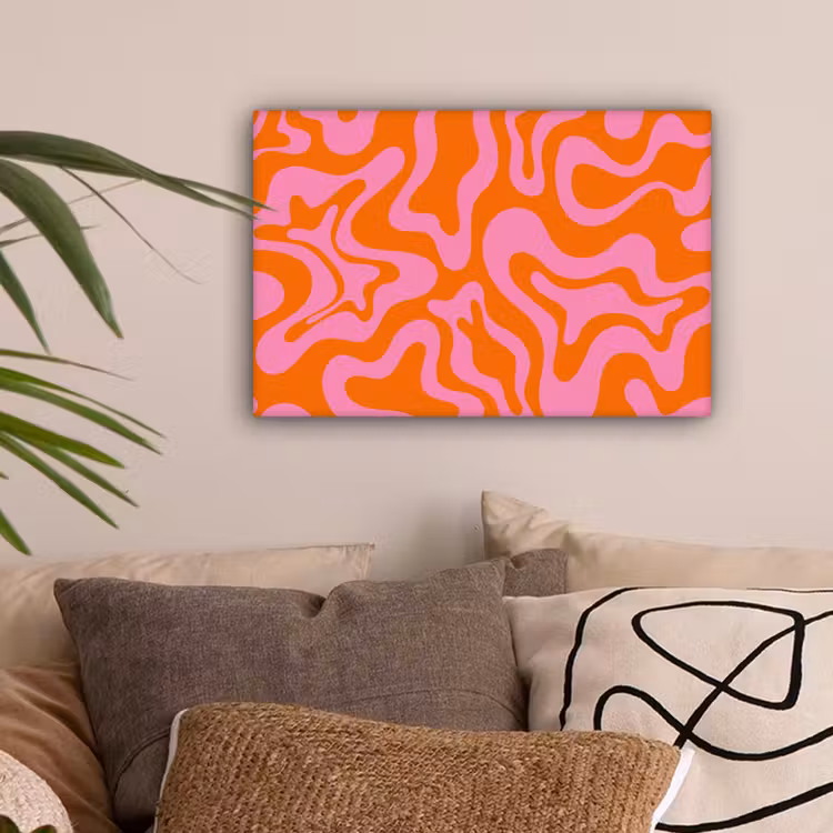 Patroon - Roze - Oranje - Abstract - Modern canvas 2cm klein -sfeer1