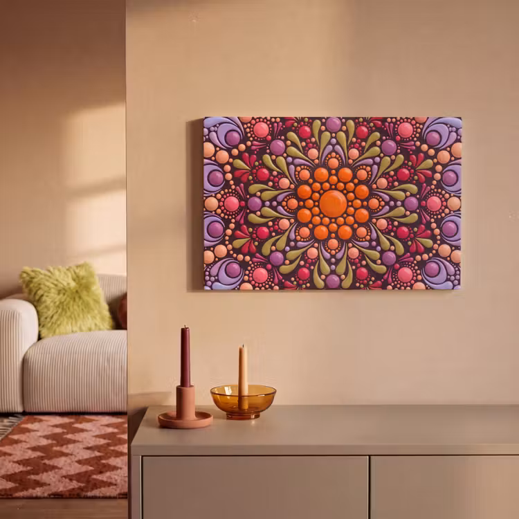 Patroon - Stippen - Abstract - Modern - Kleurrijk canvas 2cm klein -sfeer1