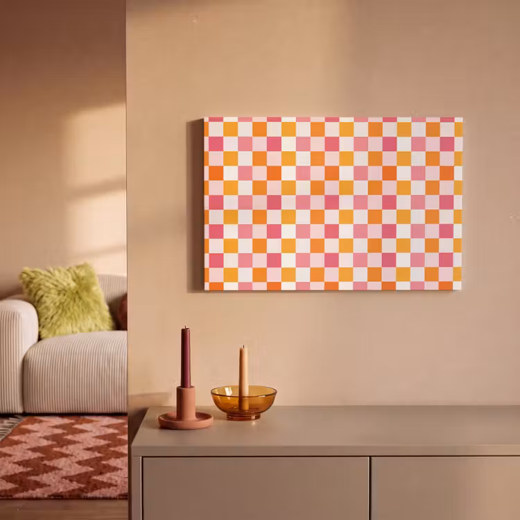 Patroon - Vierkant - Roze canvas 2cm klein 34 -sfeer1